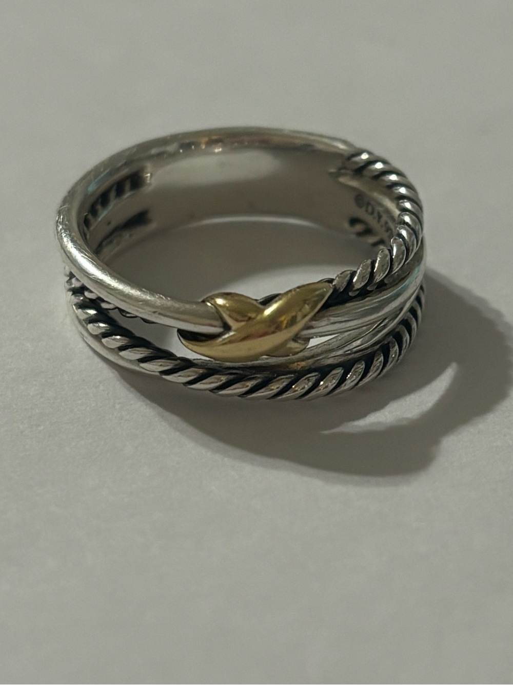 David Yurman X Crossover Band Ring in Sterling Silver with 18K Gold 6mm size 8
